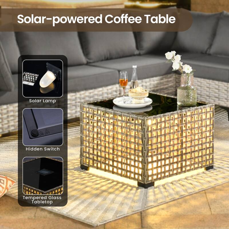 XIZZI 11-piece Patio Rattan Wicker Furniture Set with Fire Pit Table