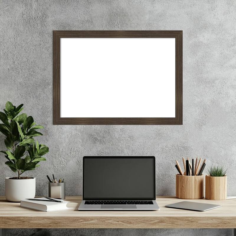 Amanti Art Woodgrain Stripe Blonde Framed Dry Erase Magnetic Board