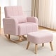 preview thumbnail 21 of 46, HOMYKA 27.95” Rocking Chair, Teddy Velvet Fabric with Pillow and Ottoman Pink