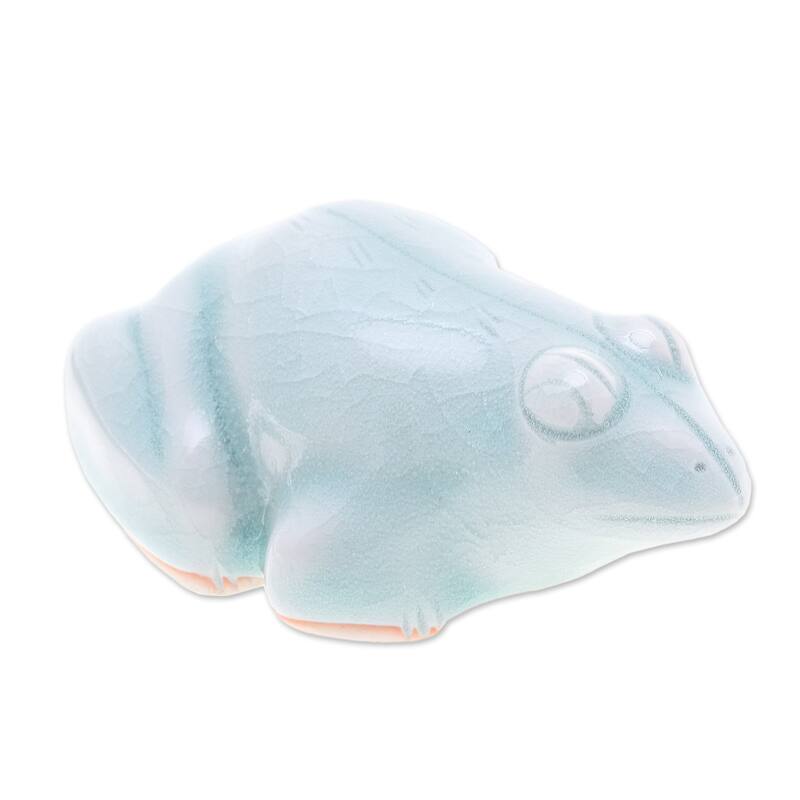 Novica Handmade Thai Frog Celadon Ceramic Figurine