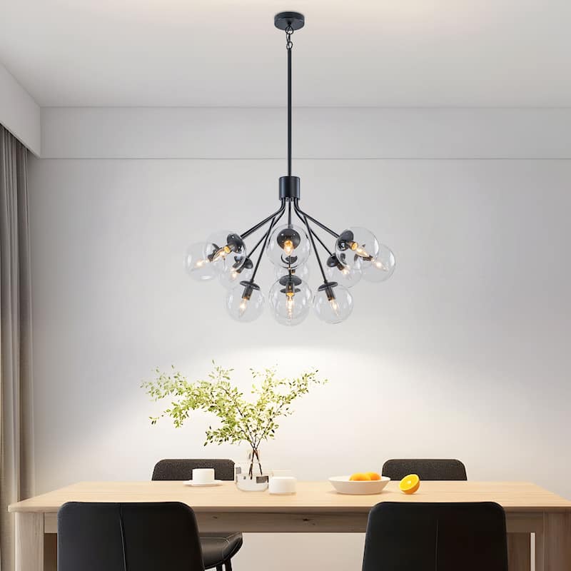 Starsky 12-Light Modern Bubble Seeded Glass Chandelier