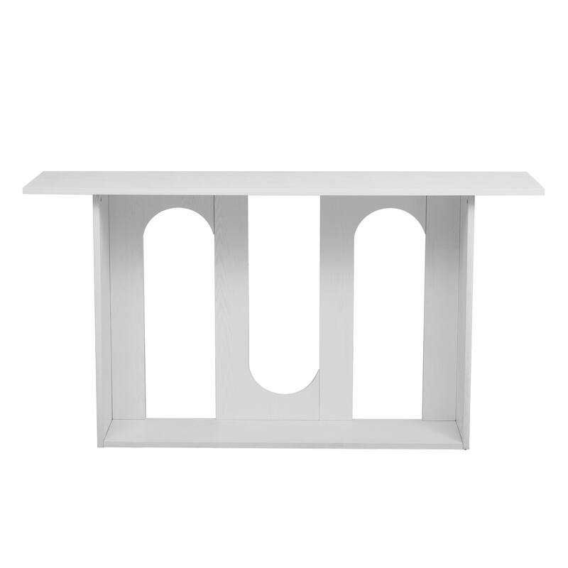 60" Curved Console Table with Ash Veneer Shelf