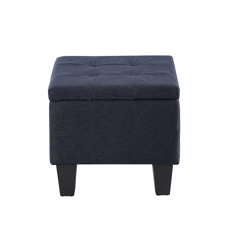 Tufted Fabric Storage Ottoman Bench, Ottoman Linen Bench - Set of 3