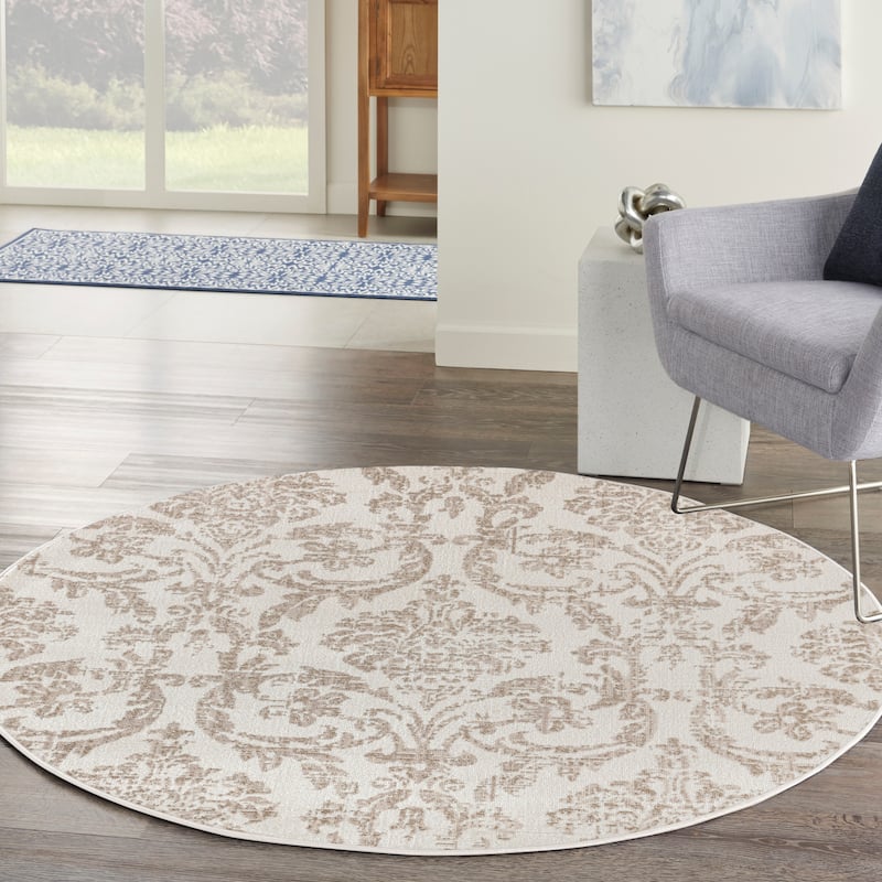 Nourison Jubilant Vintage Farmhouse Damask Area Rug