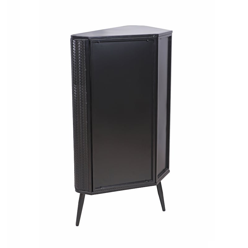 3-Tier Corner Storage Cabinet with Tempered Glass Doors, Removeable Shelves & Metal Frame, Freestanding Space-Saving Organizer