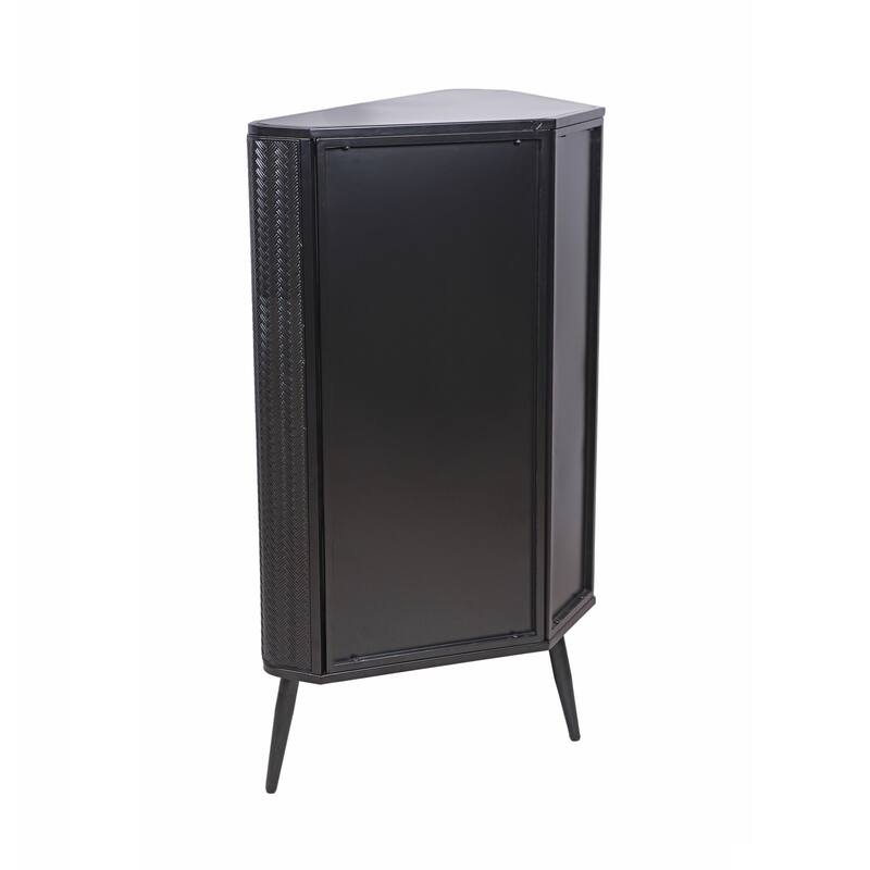 Modern 3-Tier Corner Storage Cabinet with Tempered Glass Doors, Removeable Shelves for Small Spaces