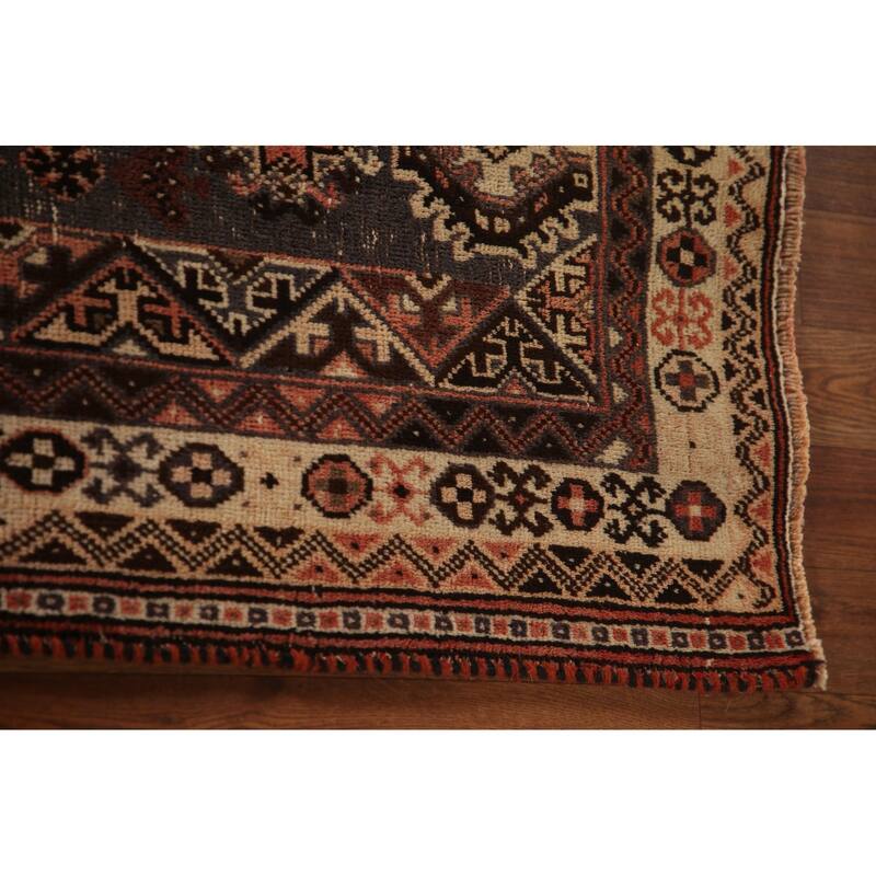 Tribal Shiraz Persian Vintage Area Rug Hand-Knotted Wool Carpet - 5'4"x 8'4"
