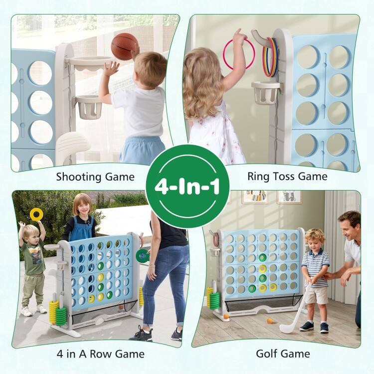 PE PP PVC 4-in-1 Jumbo Game Set with Adjustable Height and Cup Holders - 40.5" x 15.5" x 32.5"-38.5"