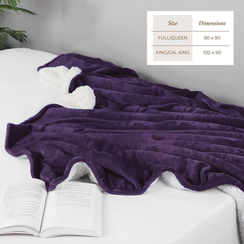 Linery & Co. Velvet Plush Reversible Sherpa Bed Blanket