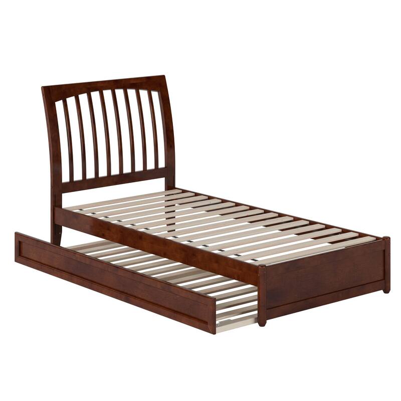 Roslyn Platform Bed with Modern Panel Footboard and Twin XL Trundle