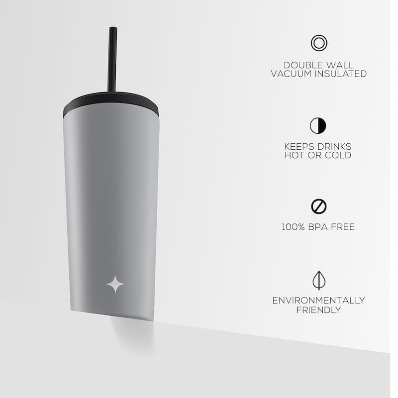 JoyJolt Vacuum Insulated Stainless Steel Tumbler with Flip Lid and Straw - 20 oz - 20 oz
