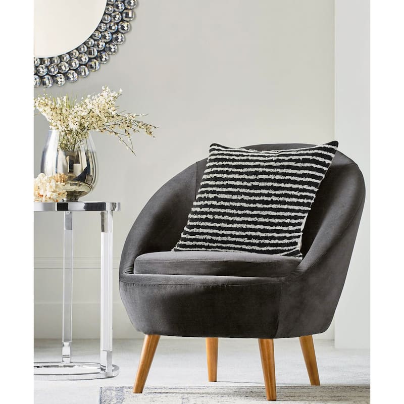 HomeRoots 20" X 20" Black And Cream 100% Cotton Striped Zippered Pillow