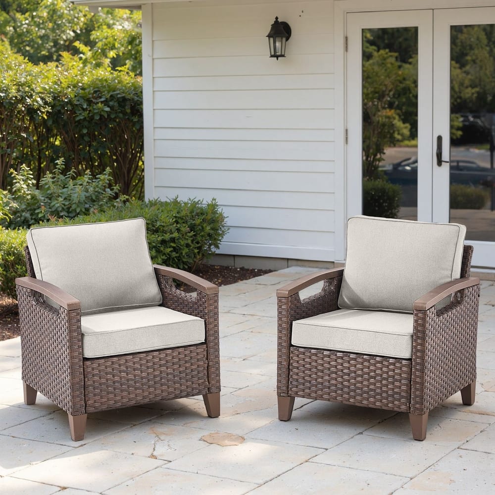Pocassy Outdoor Brown Wicker Funitre with Cushion Set