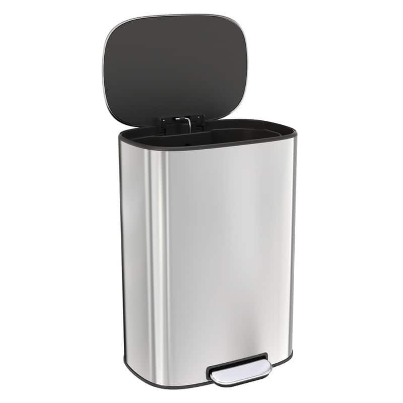 Black Grey 13 Gallon 50L Step-on Kitchen Trash Can with Soft Close for Home,Office