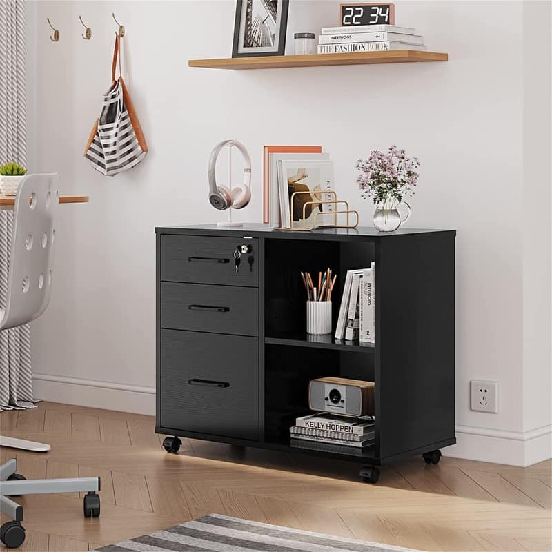 3 Drawer File Cabinets - 34.6"D x 18.1"W x 6.9"H
