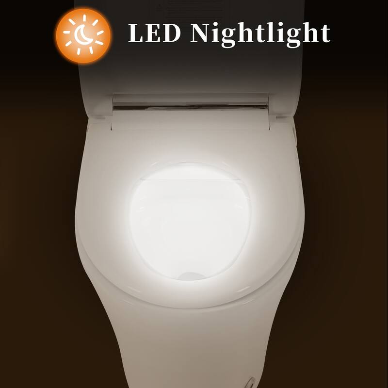 Smart Toilet with Heated Seat One Piece Elongated. Dual Flush 1.0 1.28 GPF. Foot Sensor Flush. Night Light