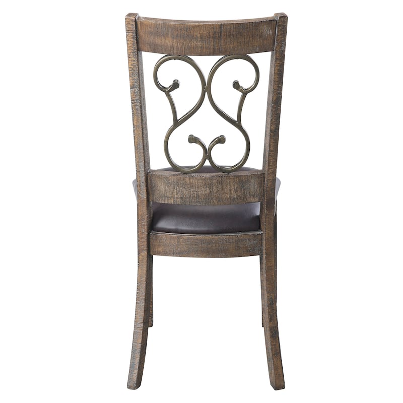 Weathered Cherry and Black Open Back Side Chairs (Set of 2)