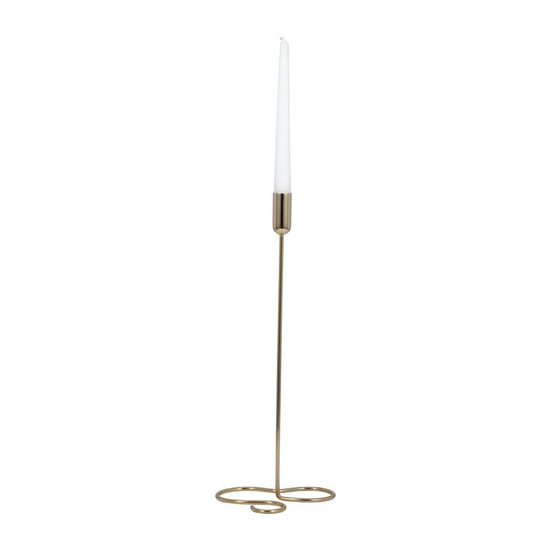 Squiggly Base Taper Candle Holder Contemporary Glam Metal Metallic Gold Candle Holder for Home, Office or Event