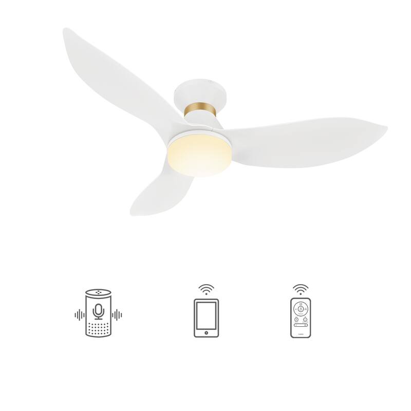CARRO 45" ABS 3-Blade Indoor Smart Ceiling Fan with LED Light and Remote - White