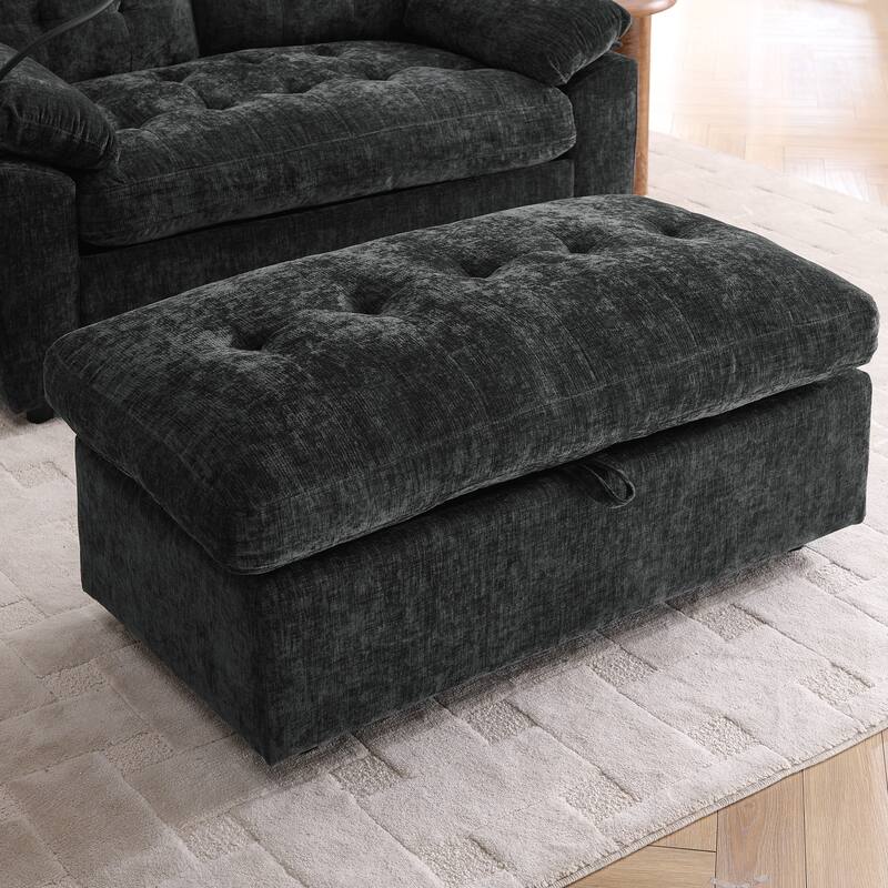 Double Recliner Chair with Adjustable Backrest, Storage Ottoman, USB Port & Phone Stand