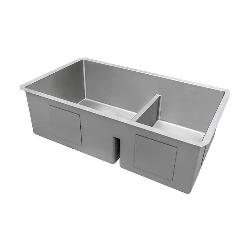 Ruvati 28-inch Low-Divide Undermount Tight Radius 60/40 Double Bowl 16 Gauge Stainless Steel Kitchen Sink - RVH7255
