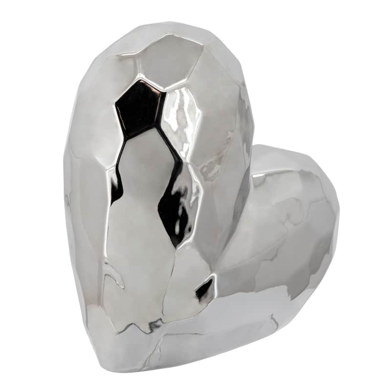 Ceramic Heart Decorative Object Sculptural Faceted Abstract Design