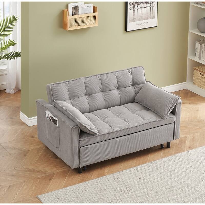 55" Corduroy Double Upholstered Sofa Bed