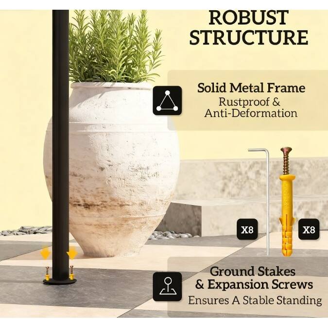 GDFStudio - Outdoor 8'x4.9' Double-Top Grill Gazebo with Adjustable Awning