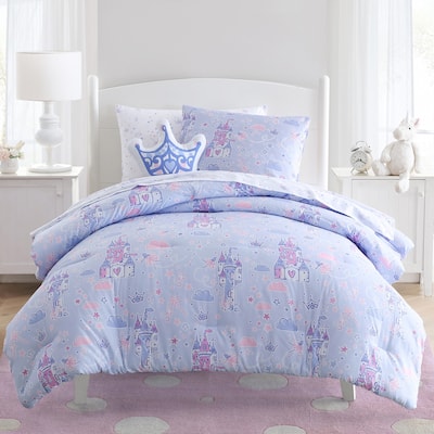 Laura Ashley Kids Star Castle Cozy Purple Comforter Bonus Set
