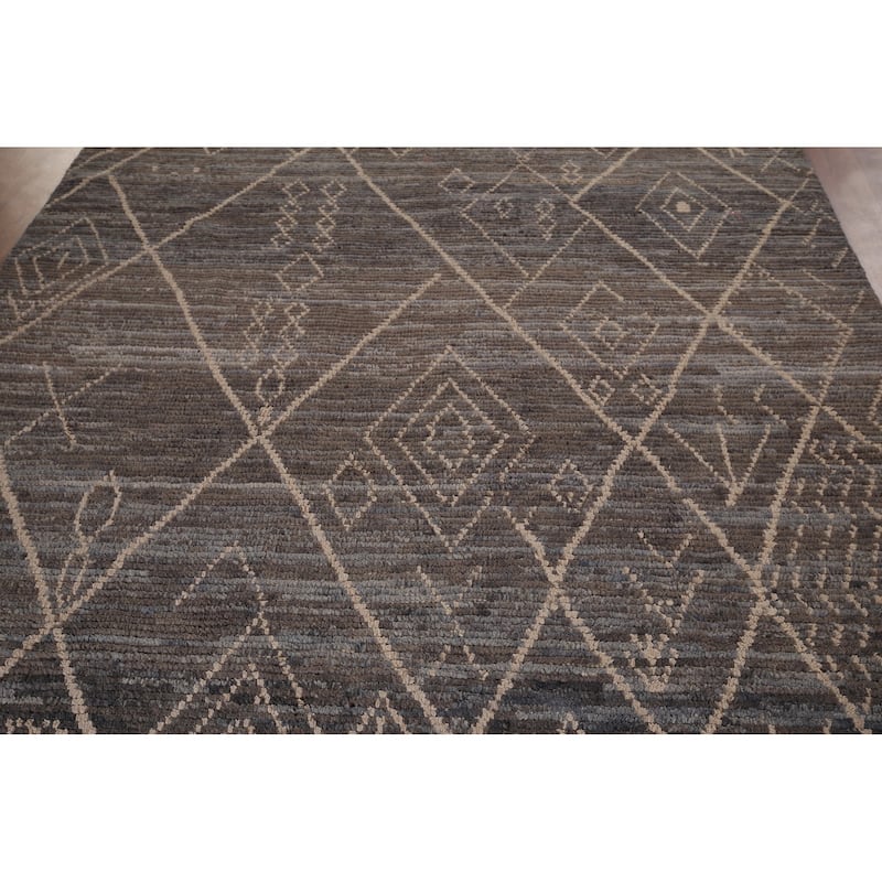 Trellis Geometric Moroccan Oriental Area Rug Hand-Knotted Wool Carpet - 7'0"x 11'2"