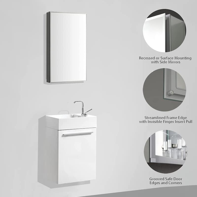 Blossom Bevel Aluminum Medicine Cabinet w/ Mirror, Shelve & Soft Close