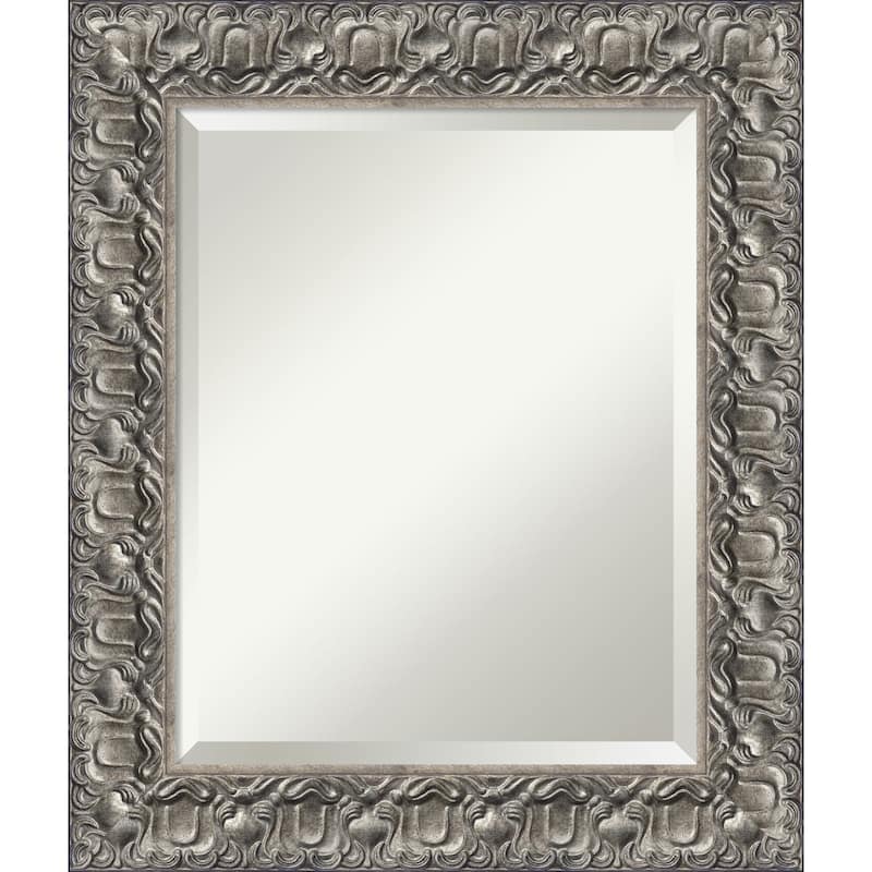 Beveled Wood Bathroom Wall Mirror - Silver Luxor Frame