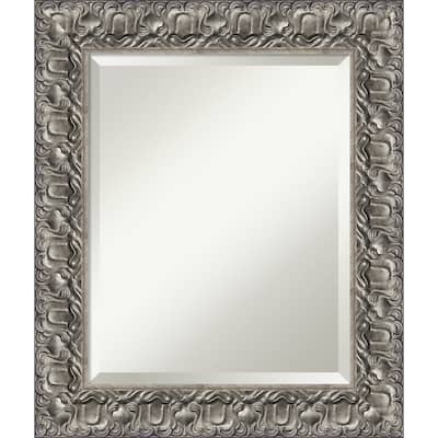 Beveled Wood Bathroom Wall Mirror - Silver Luxor Frame