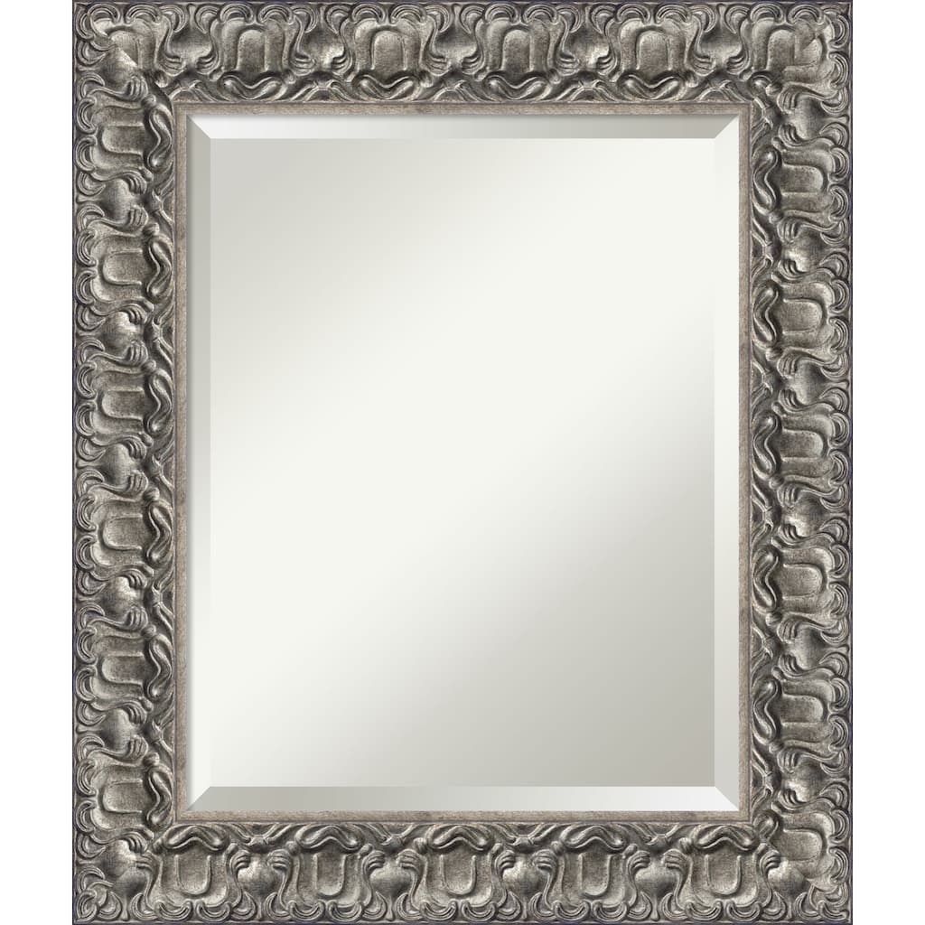Beveled Wood Bathroom Wall Mirror - Silver Luxor Frame