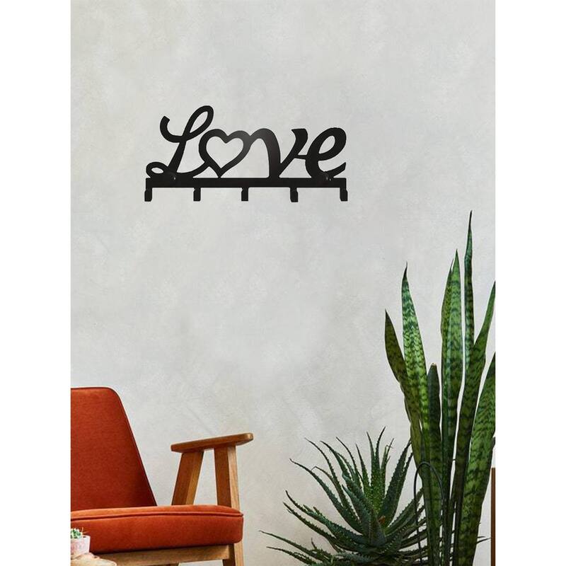 Wall-Mounted Metal Key Rack with Dual Install & Utility Hooks - 6.33" x 2.99"