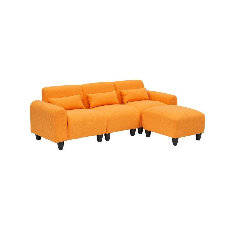 84.6" Teddy velvet L-shaped modular sofa