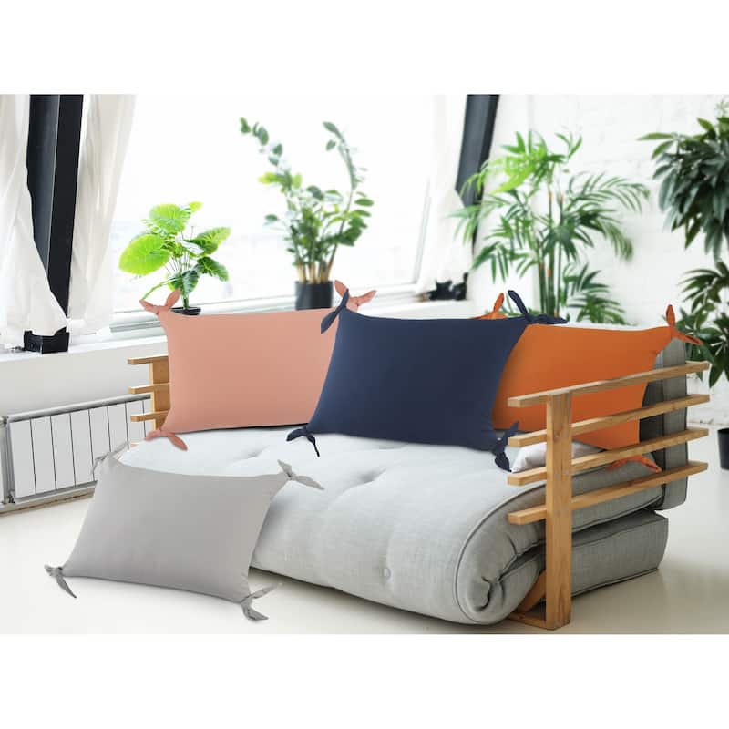 Sevita Solid Pink Corner Tie Throw Pillow