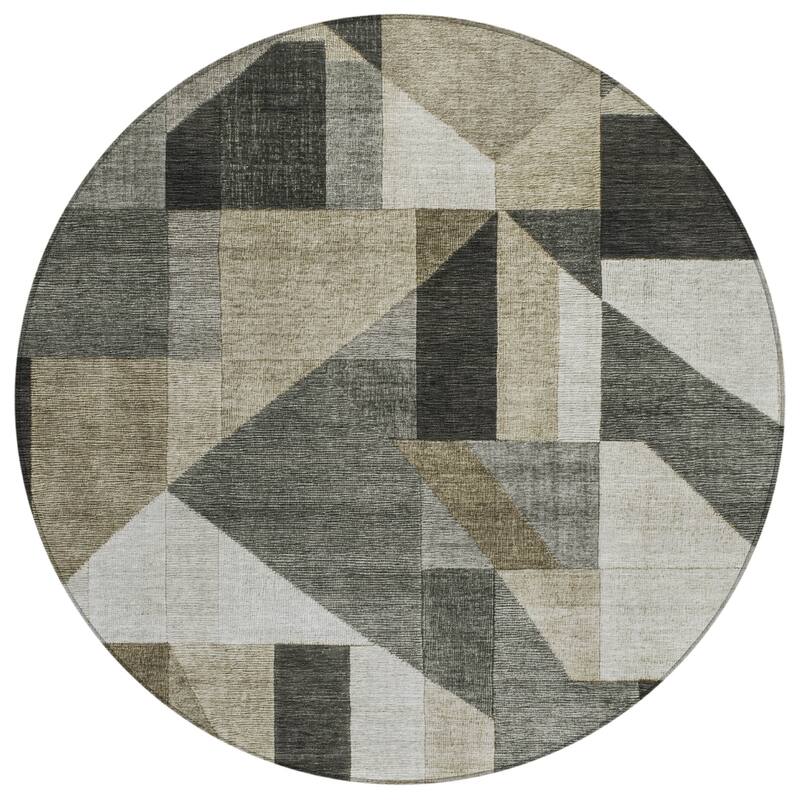 Machine Washable Indoor/ Outdoor Modern Geo Chantille Rug
