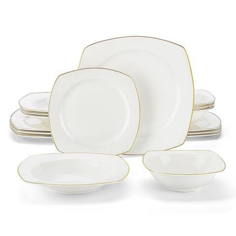 MALACASA 16-Piece New Bone China Dinnerware Set, Service for 4
