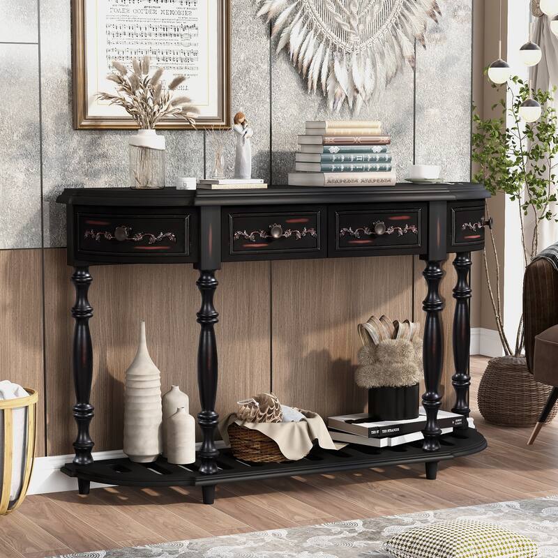 Williamspace Antique Console Sofa Table with 4 Drawer