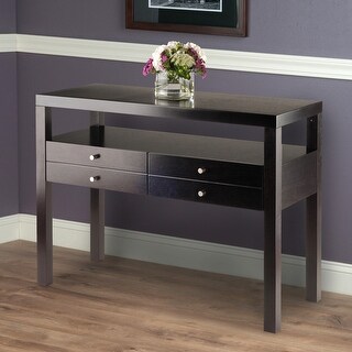 Wooden Console Table with 2 Storage Drawers And Shelf - Bed Bath ...