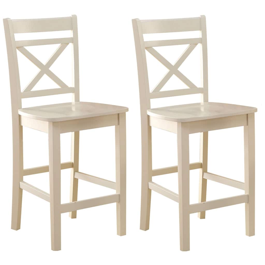 Cream Cross Back Counter Height Chairs (Set of 2)
