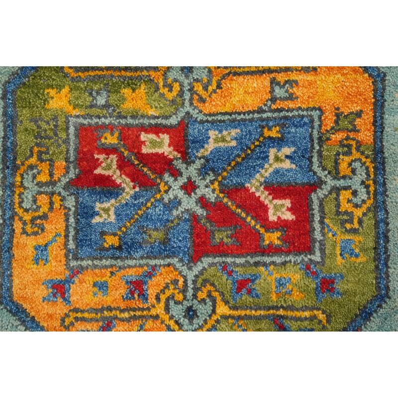 Hand Knotted Oriental 100% Wool Carpet Traditional All-Over Navy Blue & Blues Kazak Area Rug - 10' 1'' X 7' 6''