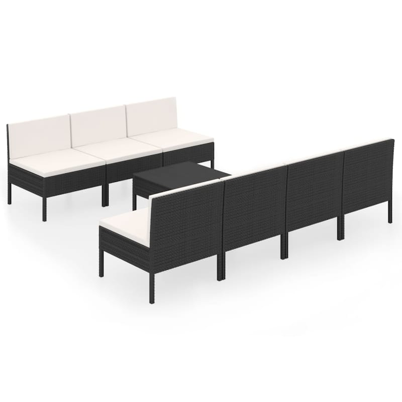 vidaXL Garden Lounge Set Patio Sectional Sofa Couch Outdoor Poly Rattan Brown - 23.6" x 23.6" x 13.8"