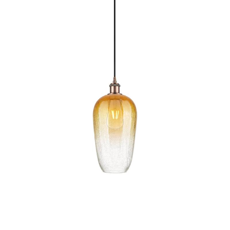 Innovations Lighting 516-1P-15-7 Brookhaven Flute Pendant Brookhaven - Antique Copper / Amber