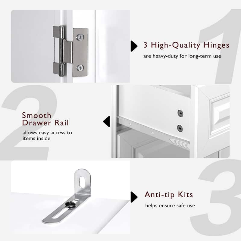 71"Tall Kitchen Pantry Cabinet with 3 Pull Out Cabinet Organizers,Embossed Texture Storage Cabinet with 6 Door Shelves,2 Drawers