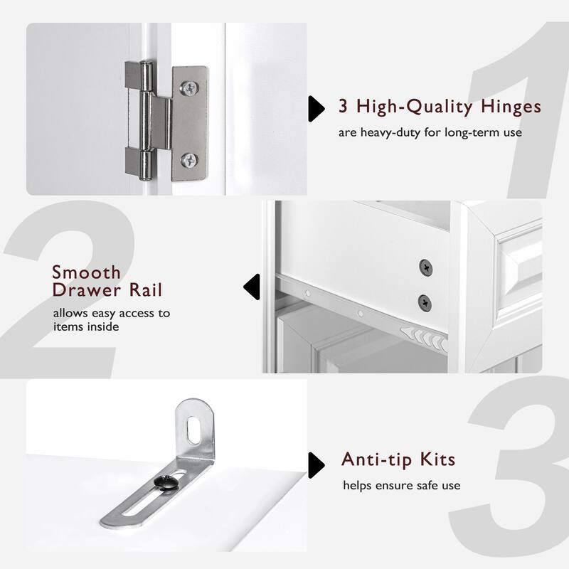 Pantry Cabinet with 3 Pull Out Cabinet and 2 Drawers