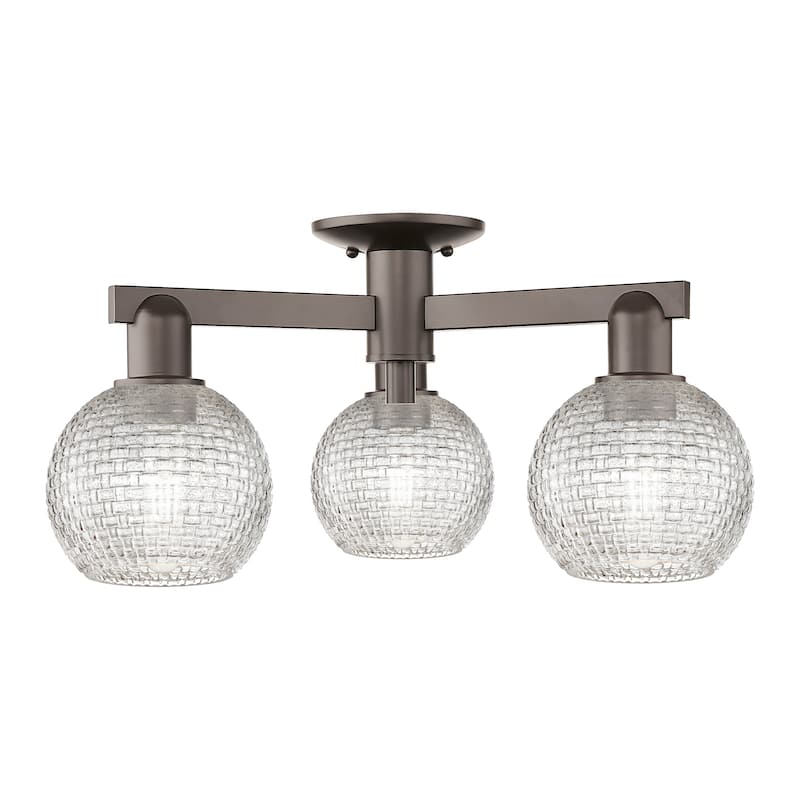 Innovations Lighting Endless Possibilities Arcadia - Athens - 3 Light 23" Basketweave Semi-Flush Mount - Oil Rubbed Bronze