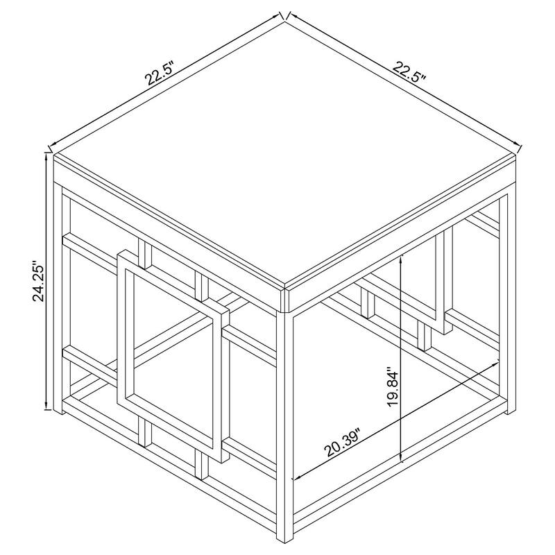 Dafina Square Mirrored Top Side End Table Chrome