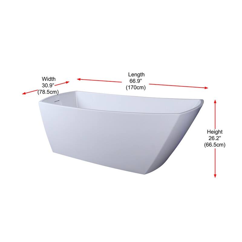 Indigo Home 67 inch Soaking Single Slipper Rectangular Bathtub in Glossy White